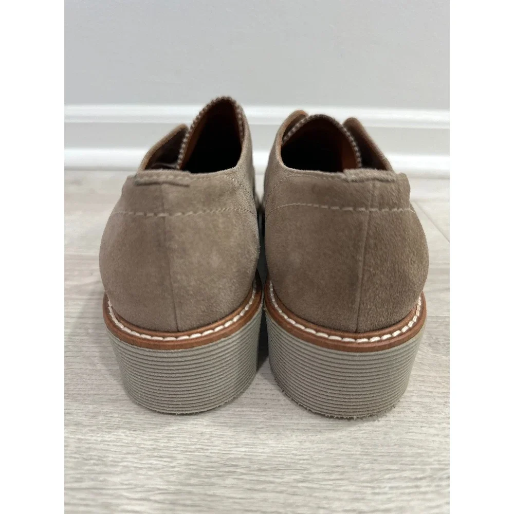 Aquatalia Kaleigh Taupe Suede Slip On Oxford Loafers Shoes Womens 8.5 Leather